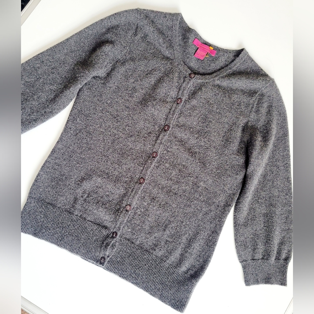 Cashmere Cache 100% 2-ply Cashmere Cardigan Gray Small/Medium - Picture 6 of 16